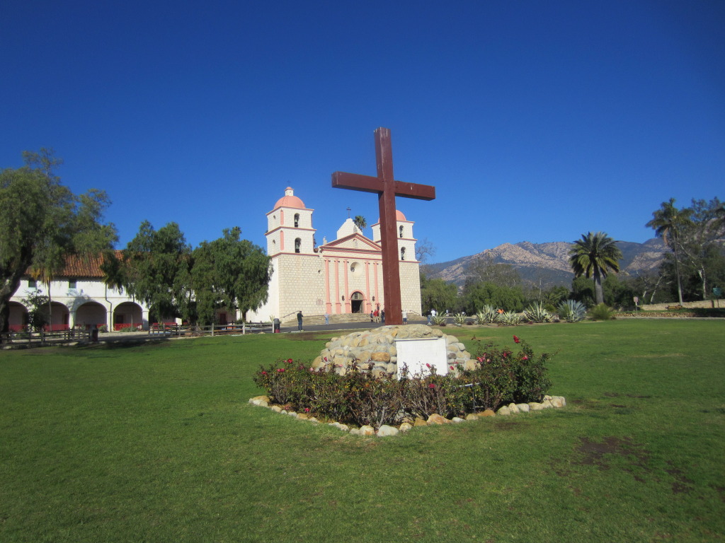 A cross was placed in this position at the entry to the property by the original Franciscan brothers who started the Mission.  A cross has always remained on this spot.
