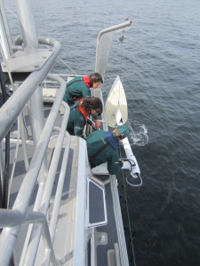 prepping the sonar equipment